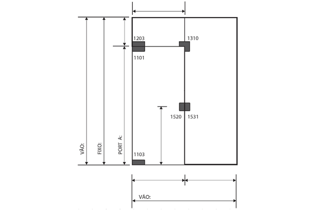 Porta Abrir 1 Fixo e 1 Bandeira